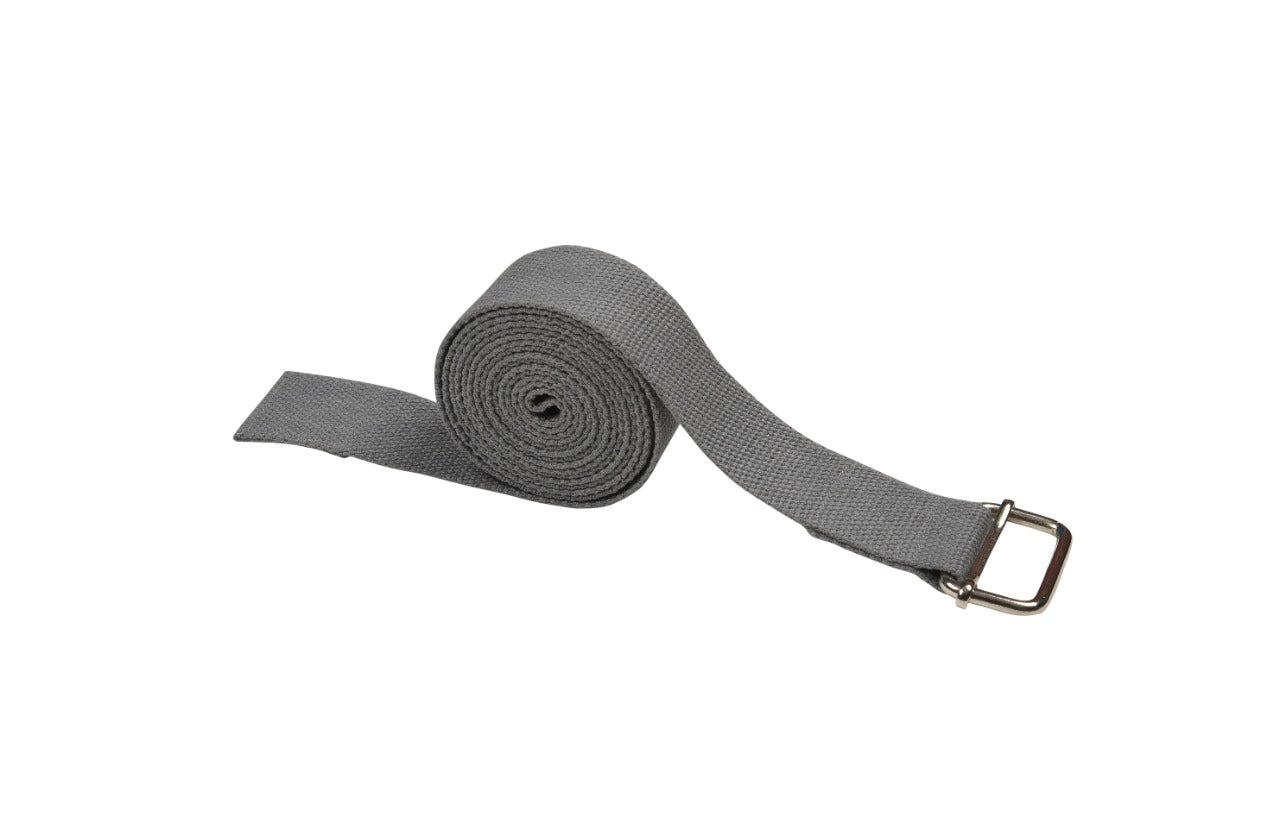 9 Feet Yoga Belt in Grey 100% Cotton with Metal Clasp. - Proyog